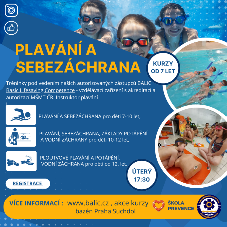 Plavání a sebezáchrana pro děti od 7 let